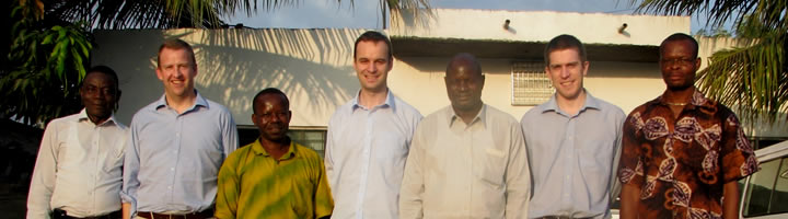 The Team, from left to right: Samuel Dapilaa, Stephen Ramsbottom, James Kori, Howard Hickman, Charles Karbo, Paul Ramsbottom, Alfred Sogsuo